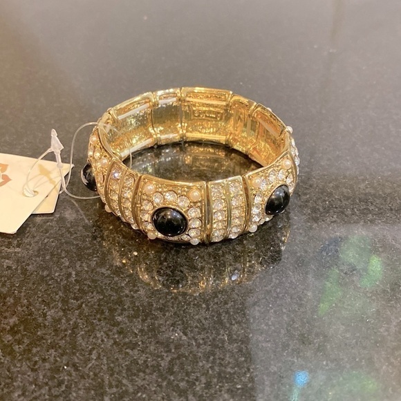 Amrita Singh Emma Stretch Cuff Jet Black.Jet black beads with crystal/pearls.NWT - Picture 7 of 9